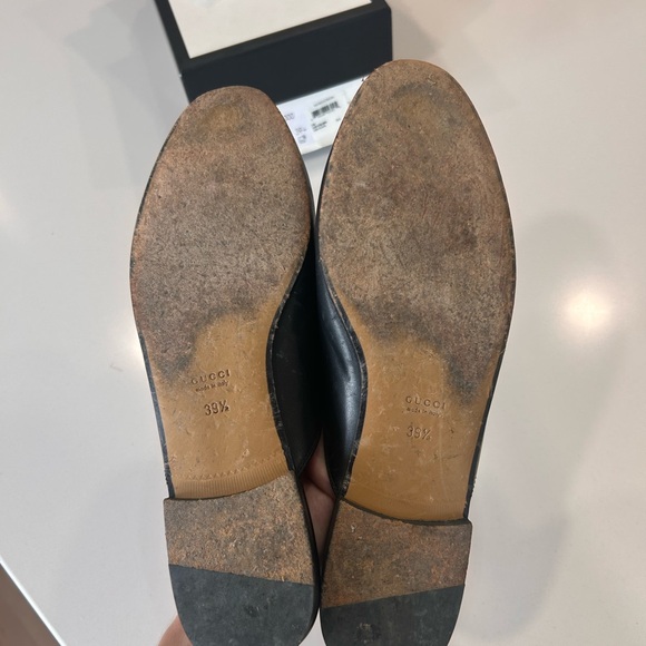 Gucci Black Leather Slip-On Mules with Gold Horsebit - Picture 4 of 5